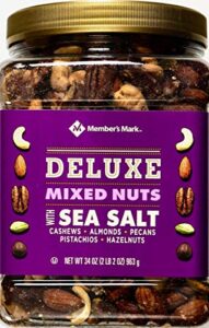 member’s mark deluxe mixed nuts with sea salt, 34 ounces – pack of 2