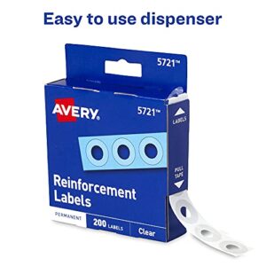 Avery Reinforcement Labels, 1/4" Diameter, Clear, 3 Packs, 600 Page Reinforcement Stickers Total (21881)