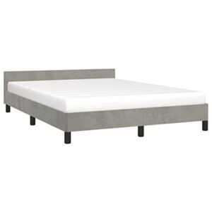vidaxl bed frame with headboard home indoor bed accessory bedroom upholstered double bed base furniture light gray 53.9″x74.8″ full velvet