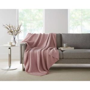 Member's Mark Luxury Premier Ribbed Collection Cozy Knit Throw 60'' 70'' (Pale Mauve, 60'' x 70'')