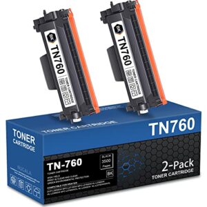 NUCALA TN760 (TN 760) High Yield Toner Cartridge: Replacement for Brother TN760 to uses with DCP-L2550DW MFC-L2750DW HL-L2395DW MFC-L2750DWXL HL-L2370DW/DWXL Printer - 2 Pack Black TN-760 Toner