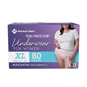 member’s mark total protection underwear for women, extra large (80 count)