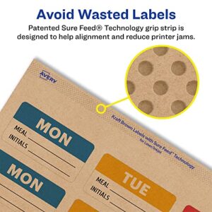 Avery Kraft Brown Rectangle Labels with Sure Feed, 1-13/16" x 2-3/16", 180 Kraft Brown Labels, Print-to-The-Edge, Laser/Inkjet Printable Labels