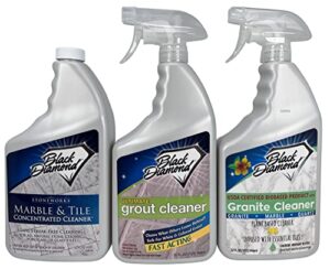 black diamond stoneworks marble & tile floor cleaner 1-quart and ultimate grout cleaner 1-quart and granite counter cleaner 1-quart.