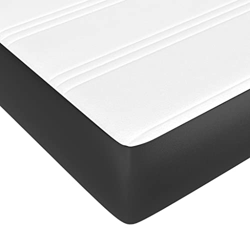 vidaXL Pocket Spring Bed Mattress Home Indoor Bedroom Bed Accessory Furniture with Zipper Cover Black 53.9"x74.8"x7.9" Full Faux Leather