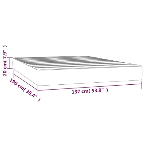 vidaXL Pocket Spring Bed Mattress Home Indoor Bedroom Bed Accessory Furniture with Zipper Cover Black 53.9"x74.8"x7.9" Full Faux Leather