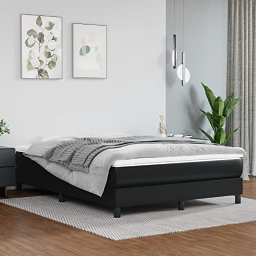 vidaXL Pocket Spring Bed Mattress Home Indoor Bedroom Bed Accessory Furniture with Zipper Cover Black 53.9"x74.8"x7.9" Full Faux Leather