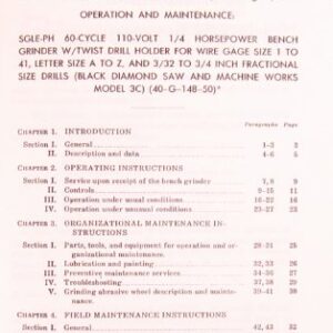 Black Diamond Drill grinder, Parts No. 100566, Operations and Maintenance Manual