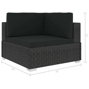 vidaXL 8 Piece Garden Lounge Set with Cushions Poly Rattan Black