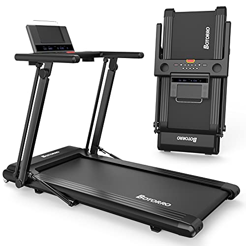 Folding Treadmill Exerciser Foldable Walk Running Machine Portable Treadmills for Home and Apartment LCD Display and Bluetooth Speaker No Assembly