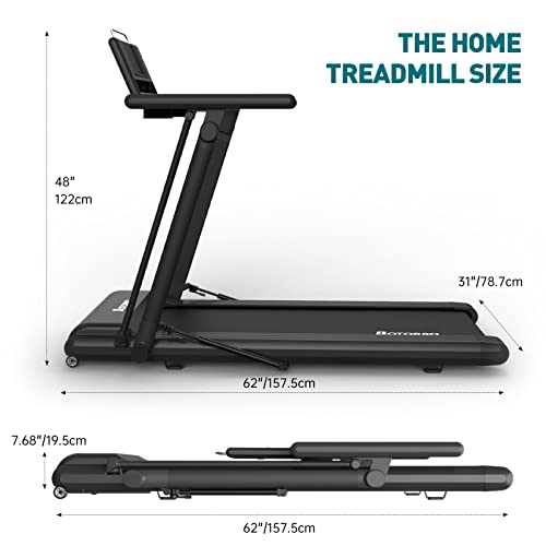 Folding Treadmill Exerciser Foldable Walk Running Machine Portable Treadmills for Home and Apartment LCD Display and Bluetooth Speaker No Assembly