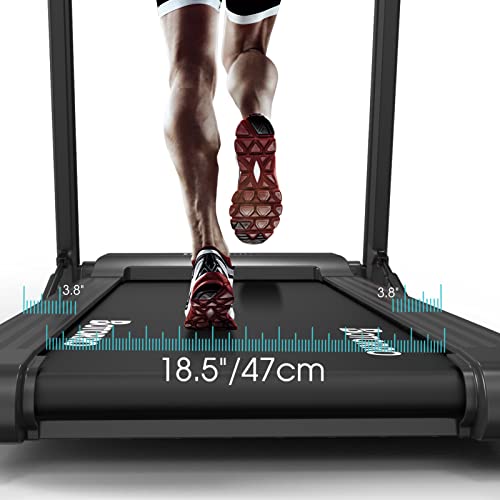 Folding Treadmill Exerciser Foldable Walk Running Machine Portable Treadmills for Home and Apartment LCD Display and Bluetooth Speaker No Assembly