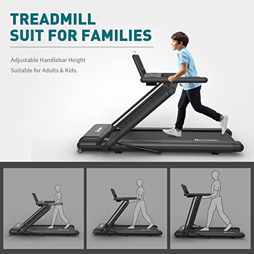 Folding Treadmill Exerciser Foldable Walk Running Machine Portable Treadmills for Home and Apartment LCD Display and Bluetooth Speaker No Assembly