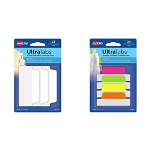 avery ultra tabs, 3″ x 1.5″, 2-side writable, white, 24 repositionable filing tabs (74776) & avery ultra tabs, 2.5″ x 1″, 2-side writable, pink/green/orange, 24 repositionable margin tabs (74767)