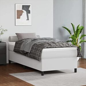 vidaXL Box Spring Bed Frame Home Indoor Bed Accessory Bedroom Upholstered Single Bed Base Furniture White 39.4"x79.9" Twin XL Faux Leather