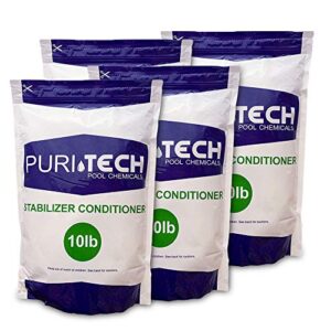 puri tech water stabilizer cyanuric acid conditioner swimming pool uv protection 40lb 4 bags x 10lb