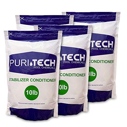 Puri Tech Water Stabilizer Cyanuric Acid Conditioner Swimming Pool UV Protection 40lb 4 Bags x 10lb