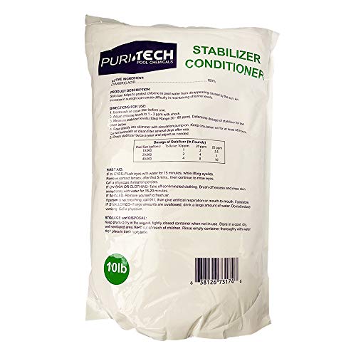 Puri Tech Water Stabilizer Cyanuric Acid Conditioner Swimming Pool UV Protection 40lb 4 Bags x 10lb