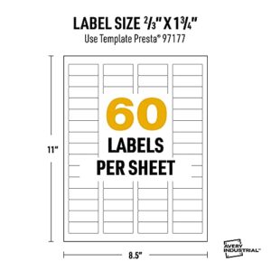 Avery UltraDuty GHS Labels, Waterproof, 2/3 x 1-3/4 Inch Rectangle Labels, Pack of 1500 White Labels for Use with Pigment Inkjet Printers