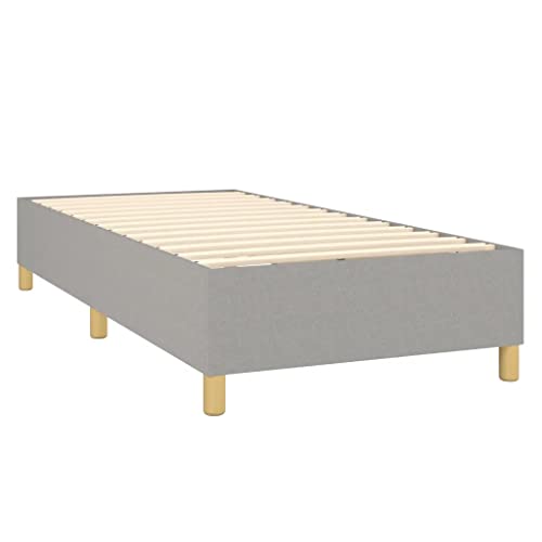 vidaXL Box Spring Bed Frame Home Indoor Bed Accessory Bedroom Upholstered Single Bed Base Furniture Light Gray 39.4"x79.9" Twin XL Fabric