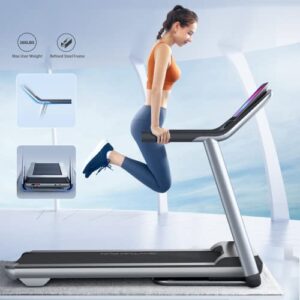 RHYTHM FUN Treadmill Folding Treadmill with Incline 3.5HP Electric Motorized Treadmill Super Shock-Absorbing Quiet Foldable Treadmill with Speaker, 12 Preset Programs, Workout APP for Home Office Gym