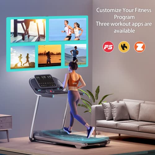 RHYTHM FUN Treadmill Folding Treadmill with Incline 3.5HP Electric Motorized Treadmill Super Shock-Absorbing Quiet Foldable Treadmill with Speaker, 12 Preset Programs, Workout APP for Home Office Gym