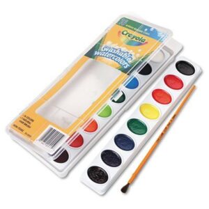 crayola llc products – watercolors, washable, plastic handle brush, plastic box, 16/st – sold as 1 st – washable watercolor sets are ideal for children’s artistic expression. semi-moist formula contains fine pigments. watercolors come in a plastic box and