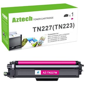 aztech compatible tn227 tn227m toner: cartridge replacement for brother tn227 tn227m tn-227m tn223m mfc-l3750cdw mfc-l3770cdw hl-l3290cdw hl-l3270cdw hl-l3230cdw l3710cw printer (magenta, 1-pack)