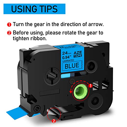 GREENCYCLE Compatible for Brother P-Touch TZe-551 TZe551 AZE Tape 24mm 0.94 Inch 1" Black on Blue Laminated Label Tape for PT2730 PT9600 PTD600VP PTD800W PTH500LI PTP700 PTP710BT PTP750W, 4 Pack