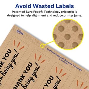 Avery Kraft Brown Rectangle Labels with Sure Feed, 9.75" x 1.25", 75 Kraft Brown Labels, Print-to-The-Edge, Laser/Inkjet Printable Labels