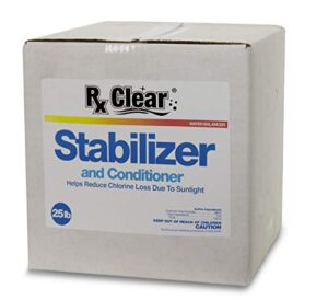 rx clear swimming pool stabilizer and conditioner | water balancer | cyanuric acid for swimming pools | longer lasting sanitation | helps reduce chlorine loss due to sunlight | 25 pounds
