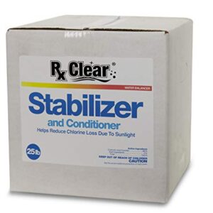 Rx Clear Swimming Pool Stabilizer and Conditioner | Water Balancer | Cyanuric Acid for Swimming Pools | Longer Lasting Sanitation | Helps Reduce Chlorine Loss Due to Sunlight | 25 Pounds