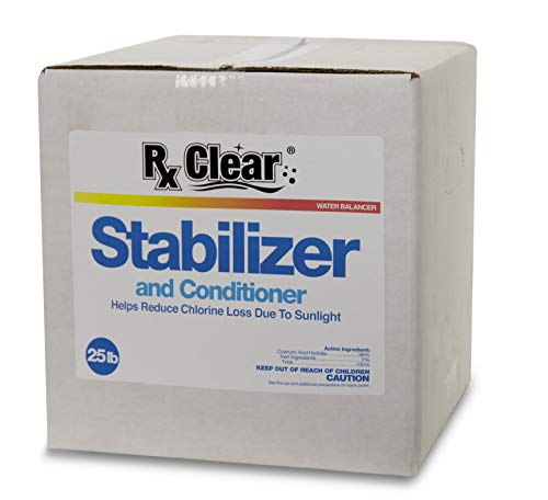 Rx Clear Swimming Pool Stabilizer and Conditioner | Water Balancer | Cyanuric Acid for Swimming Pools | Longer Lasting Sanitation | Helps Reduce Chlorine Loss Due to Sunlight | 25 Pounds