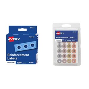 avery self-adhesive hole reinforcement stickers, 1/4″ diameter hole reinforcement labels,1,000 labels & self-adhesive hole reinforcement stickers, 1/4″ diameter hole reinforcement labels, 280 labels