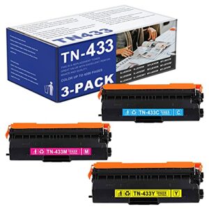 indi 3 pack(c/m/y) tn433c tn433m tn433y tn433 tn-433 high yield toner cartridge replacement for brother hl-l8260cdw mfc-l8610cdw l8690cdw l8900cdw l9570cdwt l9570cdw dcp-l8410cdw printer toner.
