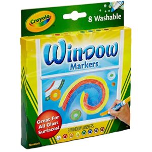 Crayola Window Markers (8 Count), Washable Window Markers for Kids, Works On Glass Surfaces, Fun Gifts for Kids