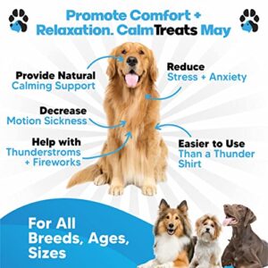 Calm Treats - Safe Calming Treats for Dogs - Dog Anxiety Relief - Natural Calming Aid - Helps with Separation Anxiety - Motion Sickness - Storms - Fireworks - Chewing - Barking - Stress - 120 Count