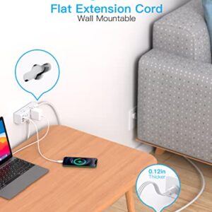 Flat Plug Power Strip, 5Ft Ultra Thin Flat Extension Cord with Multiple Outlets - 6 Outlet 3 USB Ports (1 USB C), Desktop Power Strip with No Surge Protection, Cruise Ship, Dorm Room Travel Essentials