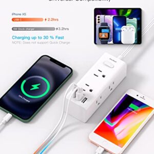 Flat Plug Power Strip, 5Ft Ultra Thin Flat Extension Cord with Multiple Outlets - 6 Outlet 3 USB Ports (1 USB C), Desktop Power Strip with No Surge Protection, Cruise Ship, Dorm Room Travel Essentials