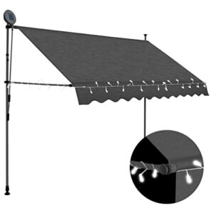 vidaxl manual retractable awning with led 98.4″ anthracite