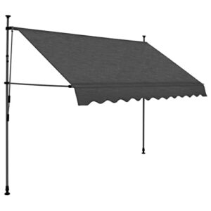 vidaXL Manual Retractable Awning with LED 98.4" Anthracite