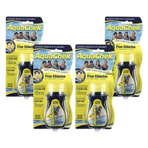 aquachek 511244-04 free chlorine swimming pool test strips, 4-pack