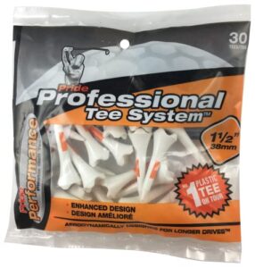 pride performance professional tee system plastic golf tees (pack of 30), 1 1/2-inch