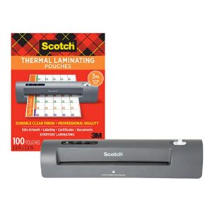scotch thermal laminator and pouch bundle, 2 roller system, laminate up to 9″ wide (tl901x) with scotch laminating pouches, 100-pack (tp3854-100)