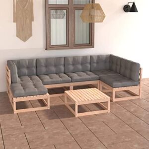 vidaxl solid pinewood patio lounge set with cushions 7 piece wooden terrace backyard lounger garden outdoor sofa set home furniture