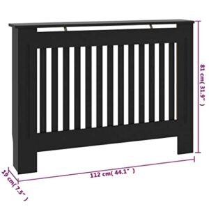 vidaXL Radiator Cover Black 44.1"x7.5"x31.9" MDF