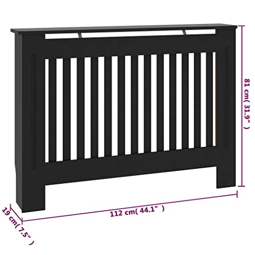 vidaXL Radiator Cover Black 44.1"x7.5"x31.9" MDF