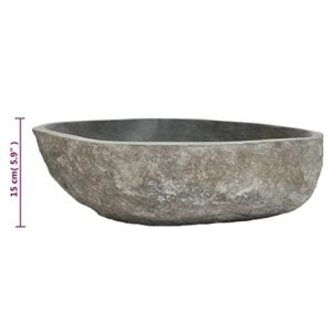 vidaXL Basin Home Indoor Decor Bathroom Washroom Powder Room Sink Wash Bowl Vanity Vessel Natural Stone Basin River Stone Oval 17.7"-20.9"