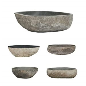 vidaXL Basin Home Indoor Decor Bathroom Washroom Powder Room Sink Wash Bowl Vanity Vessel Natural Stone Basin River Stone Oval 17.7"-20.9"