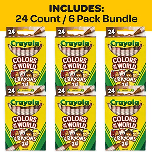 Crayola Bulk Crayon Set, Colors of The World, Multicultural Crayons, School Supplies, 6 Sets of 24 Colors